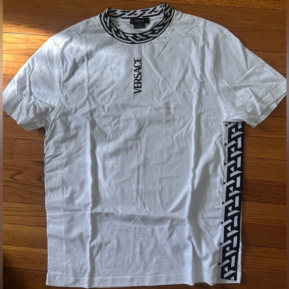 Versace White Tee with Black Pattern